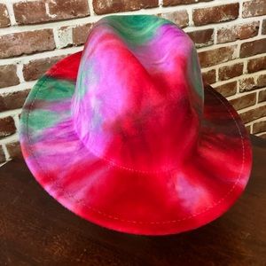 Felted Cowgirl Hat with tie dye detail.